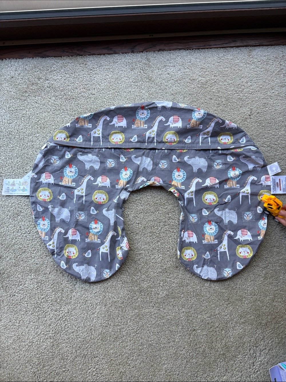 Boppy gray safari breastfeeding pillow cover EUC